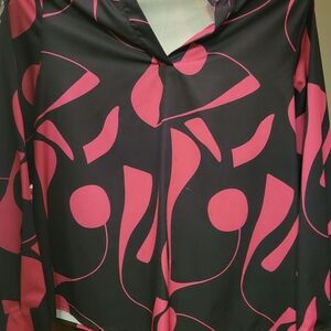 SHEIN Black and Pink Abstract Blouse